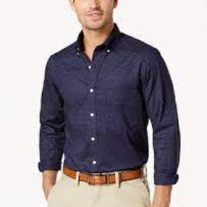 BRAND NEW MACY'S Men's Dot Print Stretch Cotton Shirt